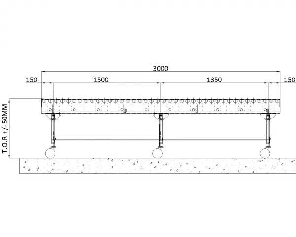 Painted Steel Powered Roller Lineshaft Conveyor – Mobile Unit Technical Drawing