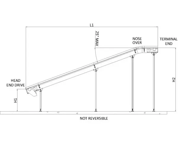 Painted Steel Belt Conveyor – L Type Technical Drawing
