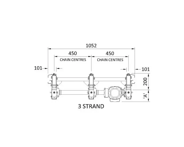 Painted Steel Pallet Handling Conveyor – Chain Straights Technical Drawing