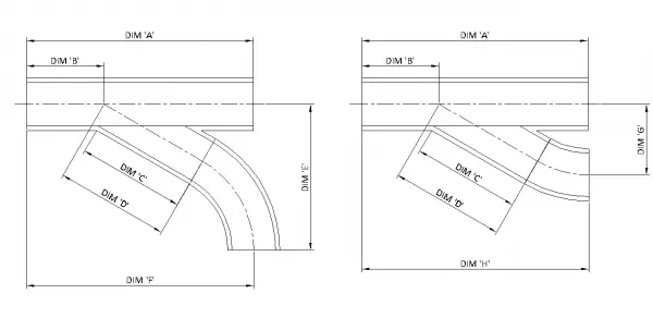 Painted Steel Powered Roller Lineshaft Conveyor – 30° Merge Unit Technical Drawing