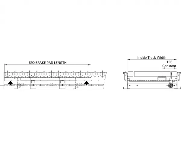 Painted Steel Powered Roller Lineshaft Conveyor – Line Brake Technical Drawing